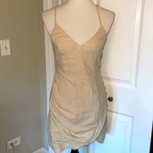 Most Stunning Light Tan Urban Outfitters Deep V Neck Dress